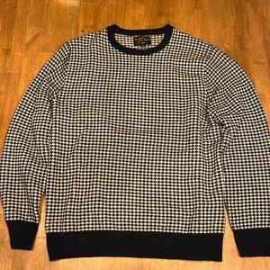 J. Crew 100% cashmere navy houndstooth sweater medium